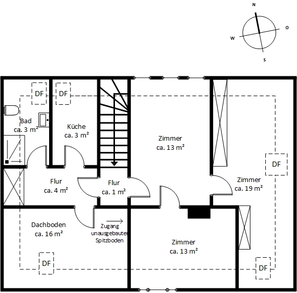 Stilvolle Rotklinker-Villa nahe der Waitzstraße - Dachgeschoss (853)