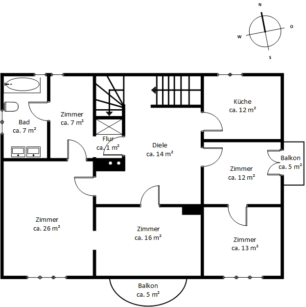 Stilvolle Rotklinker-Villa nahe der Waitzstraße - Obergeschoss (852)